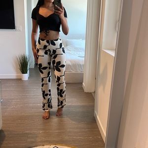 Zara ribbed flare print legging